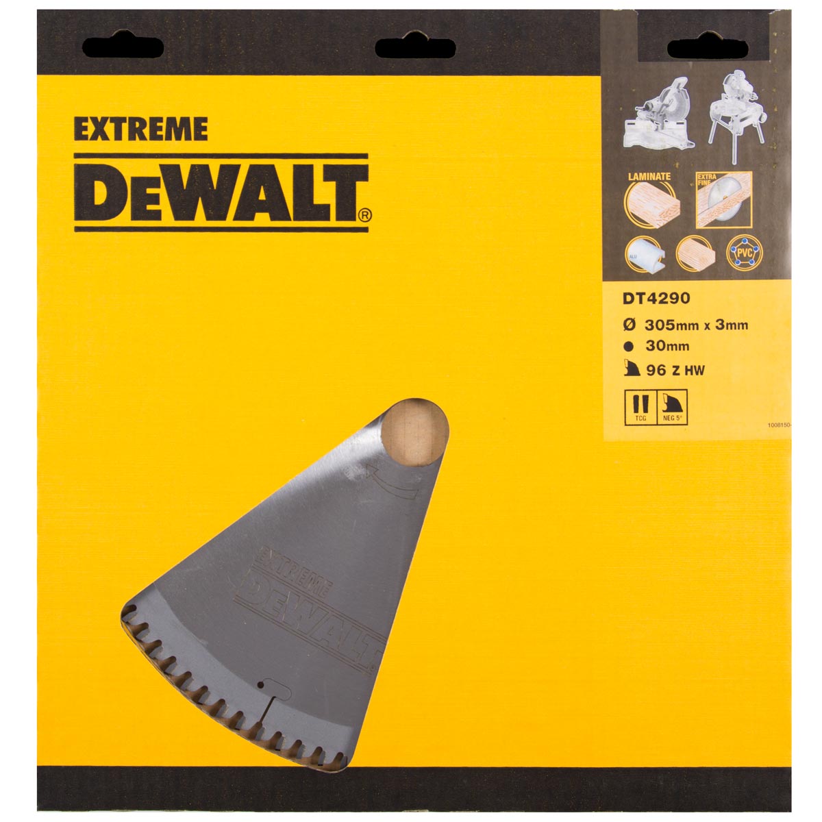 DeWalt Accesorios DT4290-QZ DT4290 Hoja de sierra HM 305 x 30 x 96T trapezoidal, negativo 5° Laminado, Alu sublime acabado fino