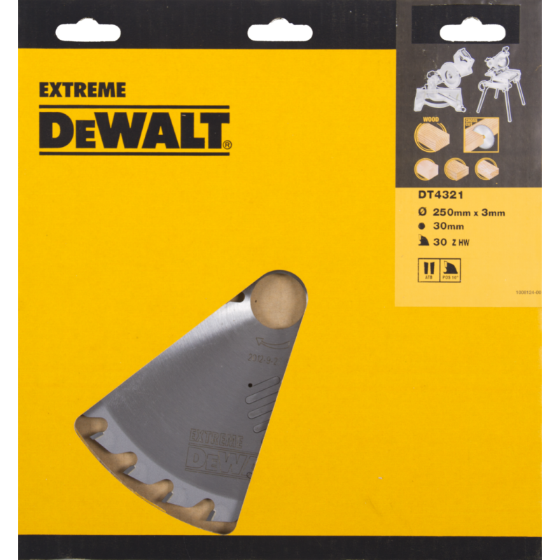 DeWalt Accesorios DT4321-QZ DT4321 Hoja de sierra HM 250 x 30 x 30T diente alterno, positivo 10°.