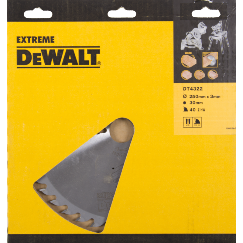 DeWalt Accesorios DT4322-QZ DT4322 Hoja de sierra HM 250 x 30 x 40T diente intercambiable, positivo 10
