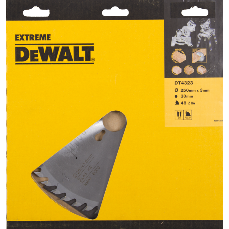 DeWalt Accesorios DT4323-QZ DT4323 Hoja de sierra HM 250 x 30 x 48T diente intercambiable, positivo 10