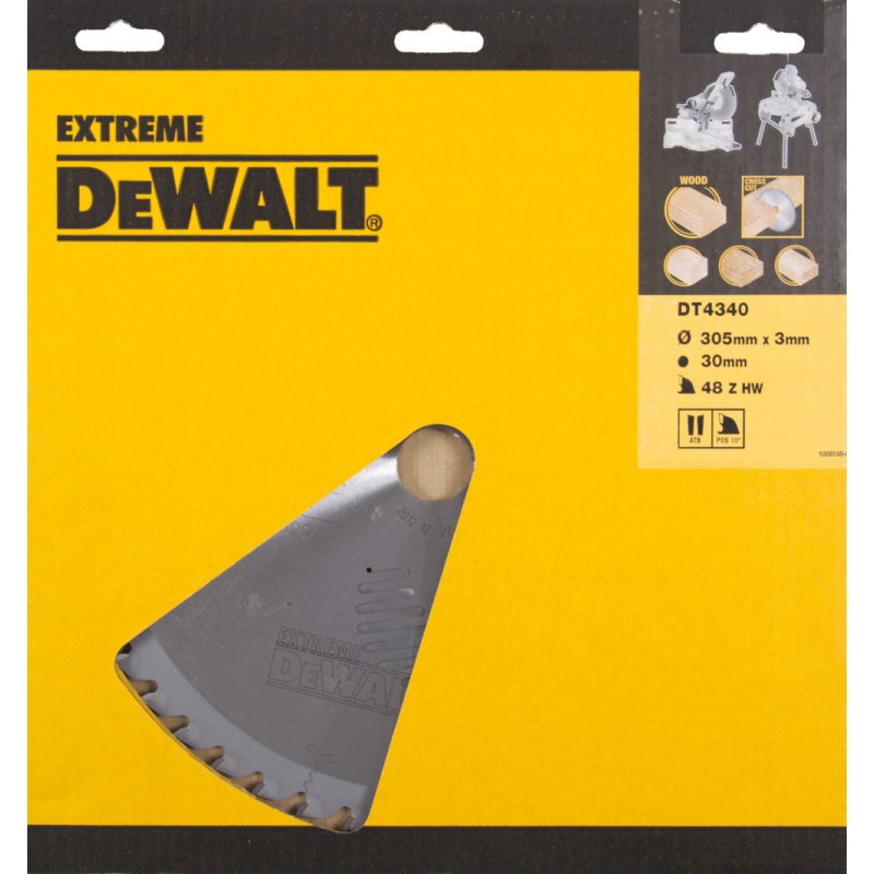 DeWalt Accesorios DT4340-QZ DT4340 Hoja de sierra HM 305 x 30 x 48T diente alterno, positivo 10° Madera universal