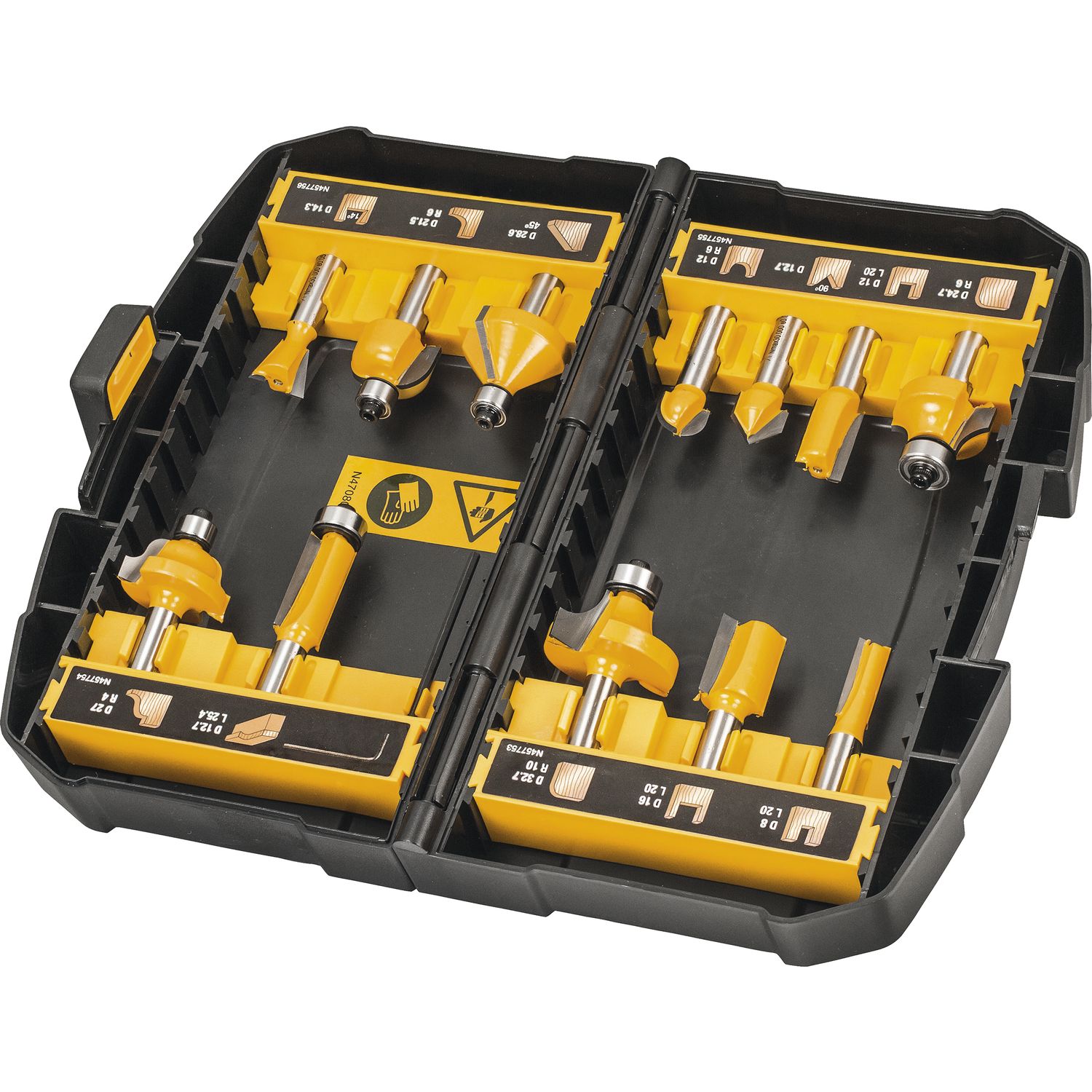 DeWalt Accesorios DT90016-QZ Juego de fresas 12 piezas mango 8 mm