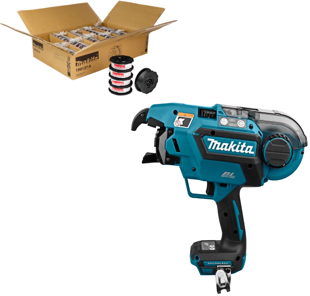 Makita DTR180ZJSET1 Makita SET PARTE 1 - 36 cajas de alambre para trenzar 199137-9 + DTR180ZJ Trenzadora a batería 14,4 - 18 Volt excl. baterías y cargador + ¡5 años de garantía del distribuidor!