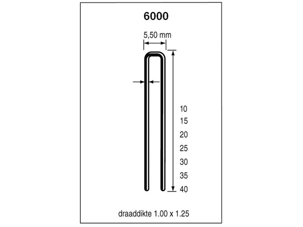 Dutack 5028034 Grapas Serie 6000 40mm Galvanizadas 5000 unid.
