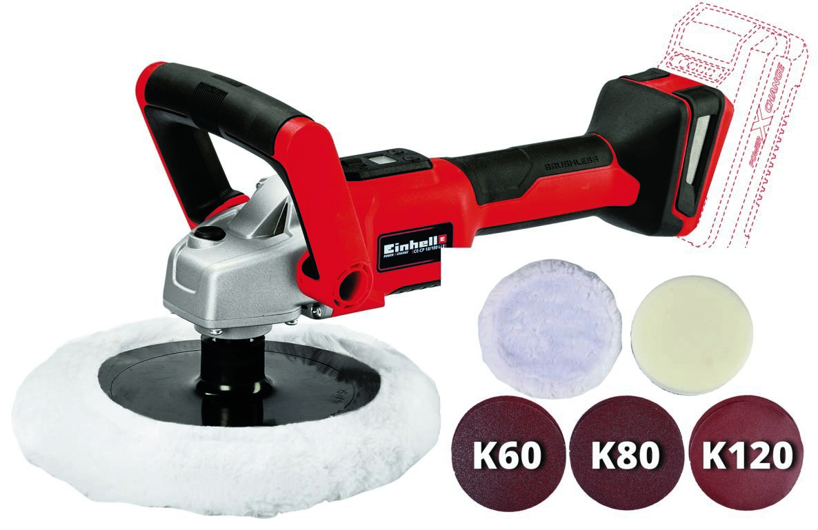 Einhell 2093320 CE-CP 18/180 Li E-Solo pulidora/lija sin cable de 18 voltios, sin baterías ni cargador