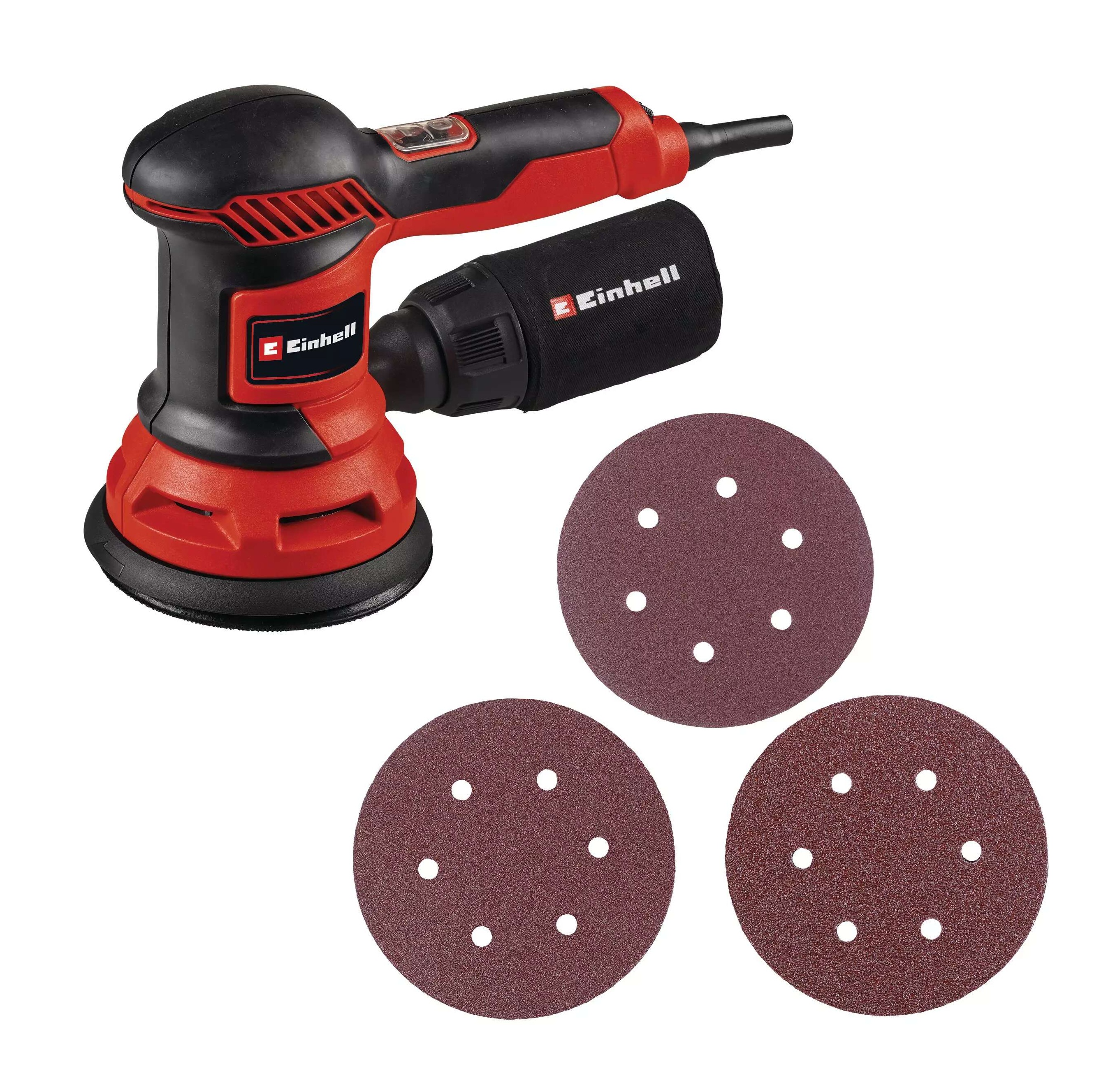 Einhell 4462005 TC-RS 425 E Lijadora exc&eacute;ntrica 125mm + juego de papel de lija 3 piezas K60, K80, K120