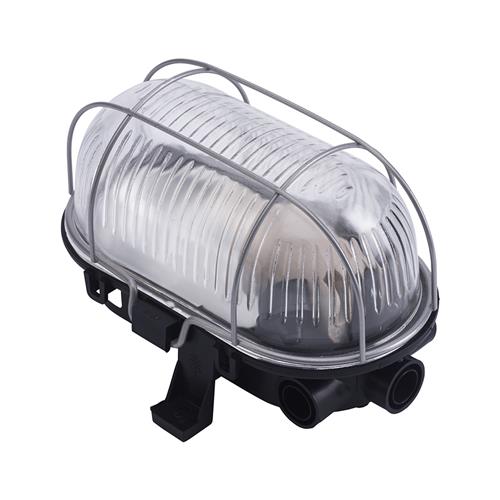 Eurolux 66.021.01 Lámpara de construcción LED Bulleye 60-D - negra - E27 - carcasa de plástico con cesta de alambre