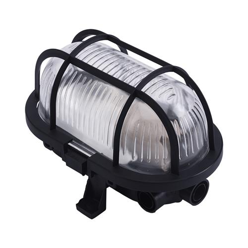 Eurolux 66.023.01 Lámpara de construcción LED Bulleye 60-P - negra - E27 - carcasa de plástico con cesta de alambre de plástico