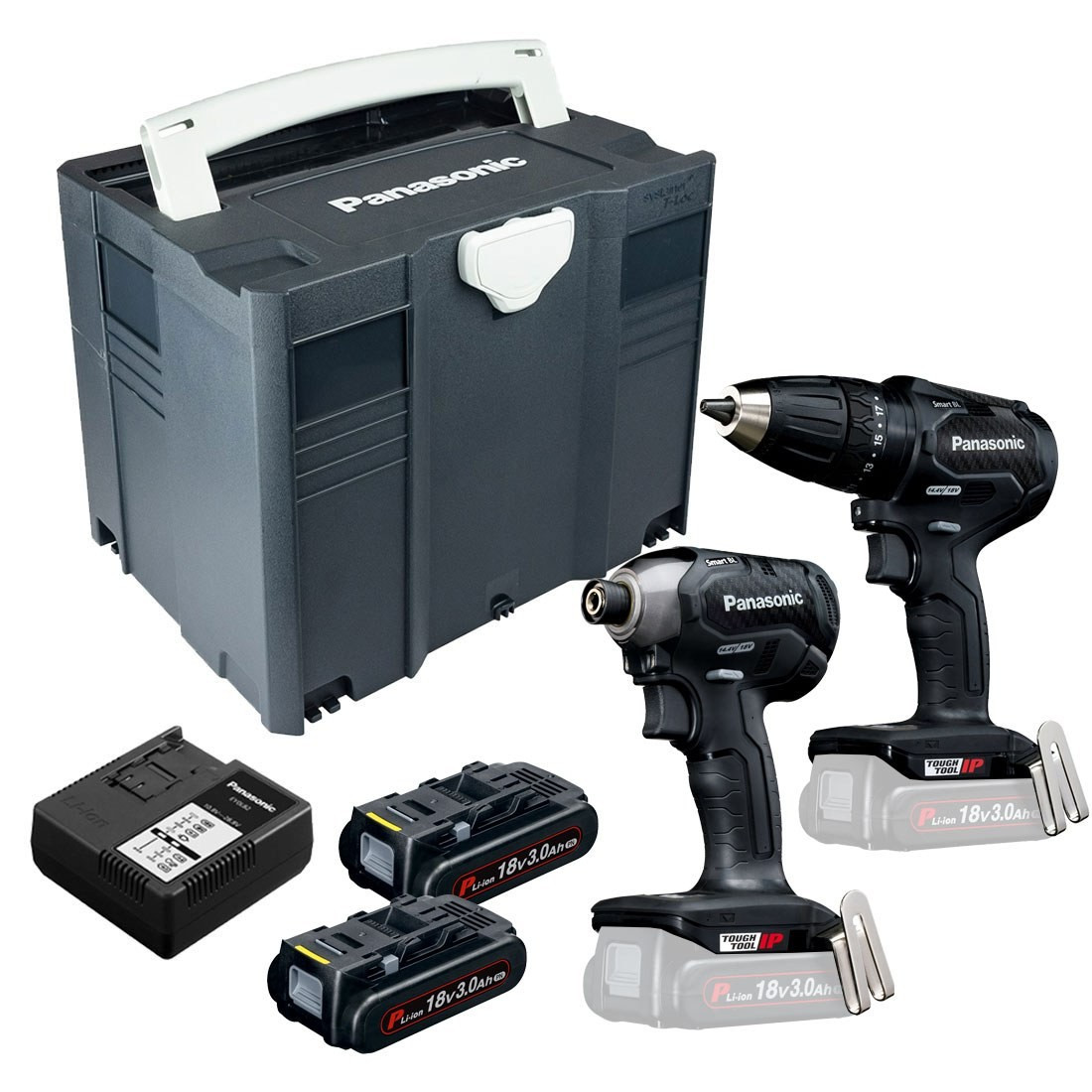 Panasonic EYC241PN2G Juego combinado de taladro inalámbrico EY79A3 y llave de impacto EY76A1 18 voltios 3,0 Ah Li-ion en Systainer