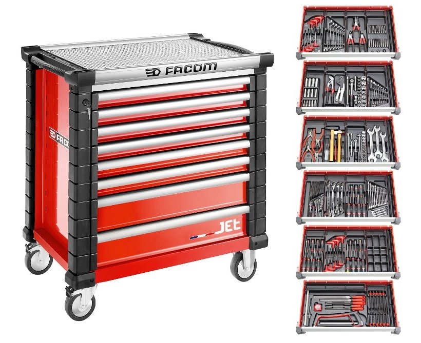Facom JETCM215BNL Carro de herramientas con 215 piezas rojo