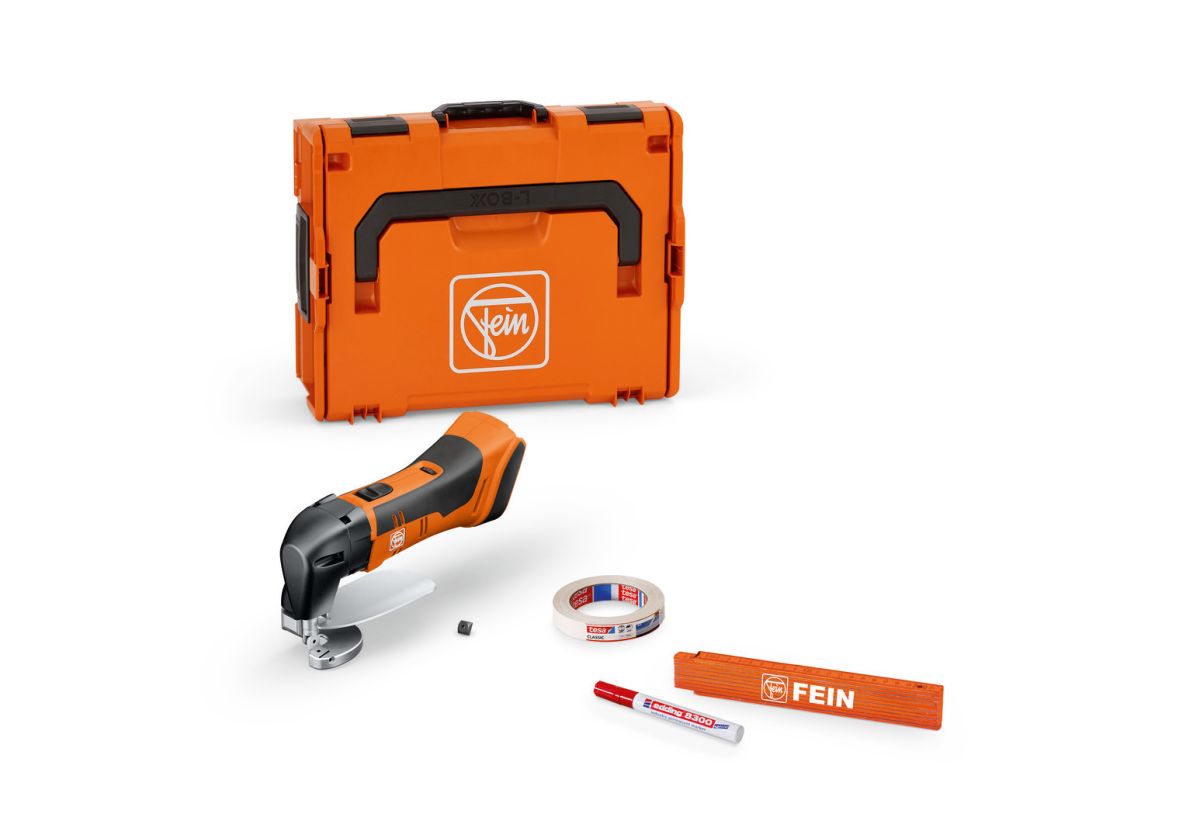 Fein 71300662000 ABLS 18 1.6 E AS Juego básico de cizallas de chapa Accu hasta 1,6 mm sin batería ni cargador en maletín L-BOXX