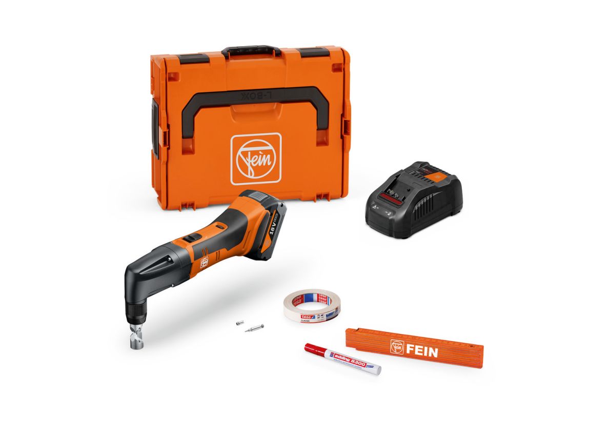 Fein 71321163000 ABLK 18 1.6 E AS Mordaza sin cable juego básico hasta 1.6 mm 1x batería 18V 5.0Ah y cargador en maletín L-BOXX