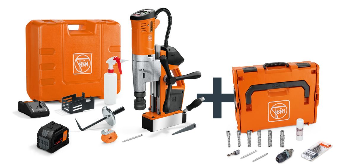 Fein 71700465000 AKBU 35 PMQW AS 1x 12 Ah Juego para obras Juego de taladradoras magnéticas sin cable 1x 18V 12.0Ah batería y cargador en maletín y estuches L-BOXX