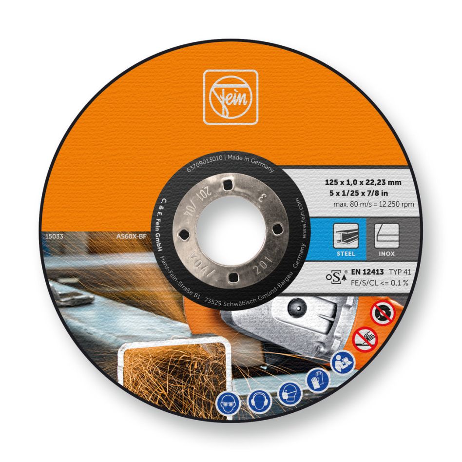 Fein Accesorios 63709013010 Disco de corte acero/RS 125x22,23x1mm 25ST