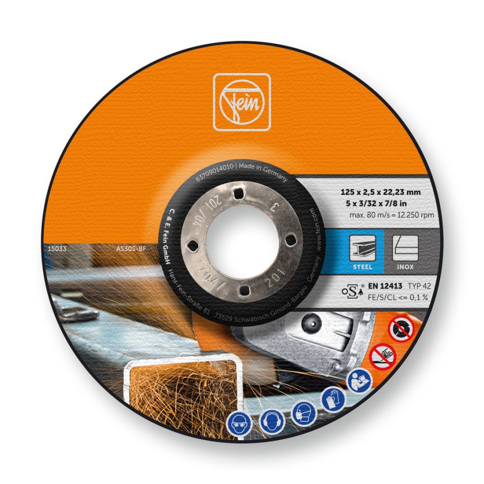 Fein Accesorios 63709014010 Disco de corte acero/RS 125x22,23x2,5mm 25ST