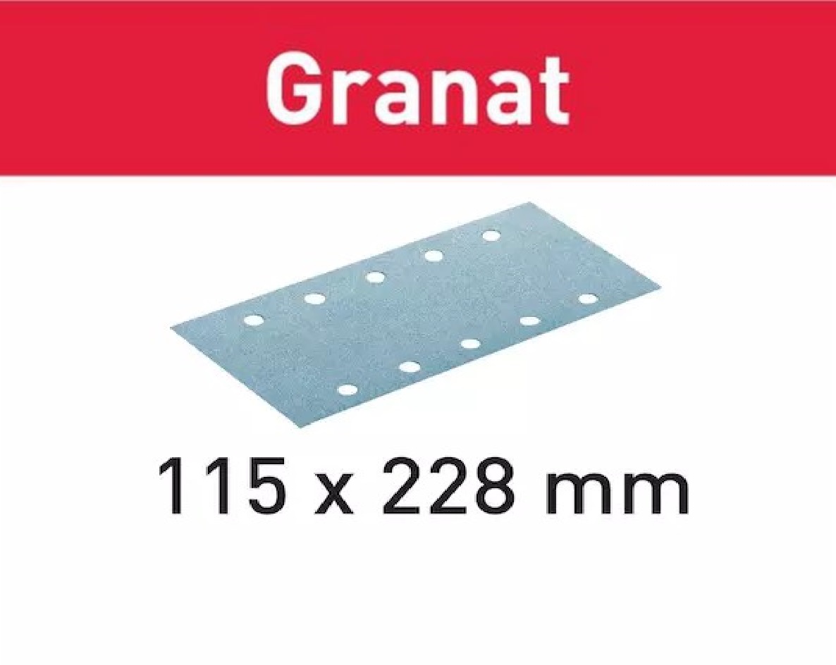 Festool Accesorios 498945 Planchas de lijado Granat STF 115x228/10 P60 GR/50