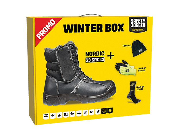 Safety Jogger PROMONORDI Caja de invierno Nordi zapato de seguridad, gorro, guantes y calcetines