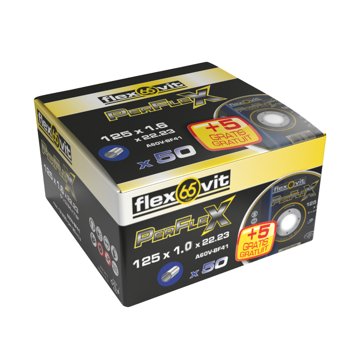 Flexovit 66252850061 Perflex Discos de corte 125 x 1 mm 50+5 piezas