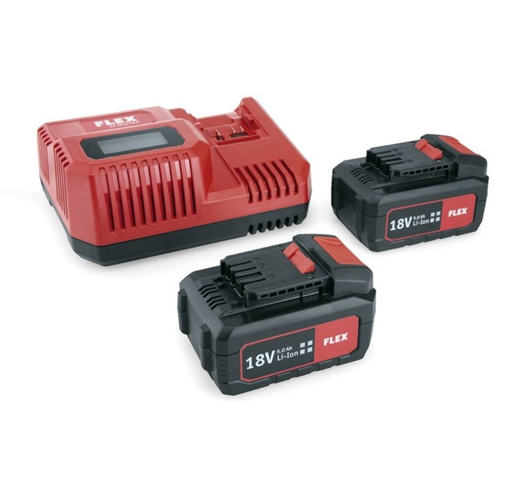 Flex-tools Accesorios 532739 P-Set 55 R Juego de baterías 18V 5.0Ah - 2 x AP18.0/5.0 batería + CA10.8/18.0 Cargador rápido