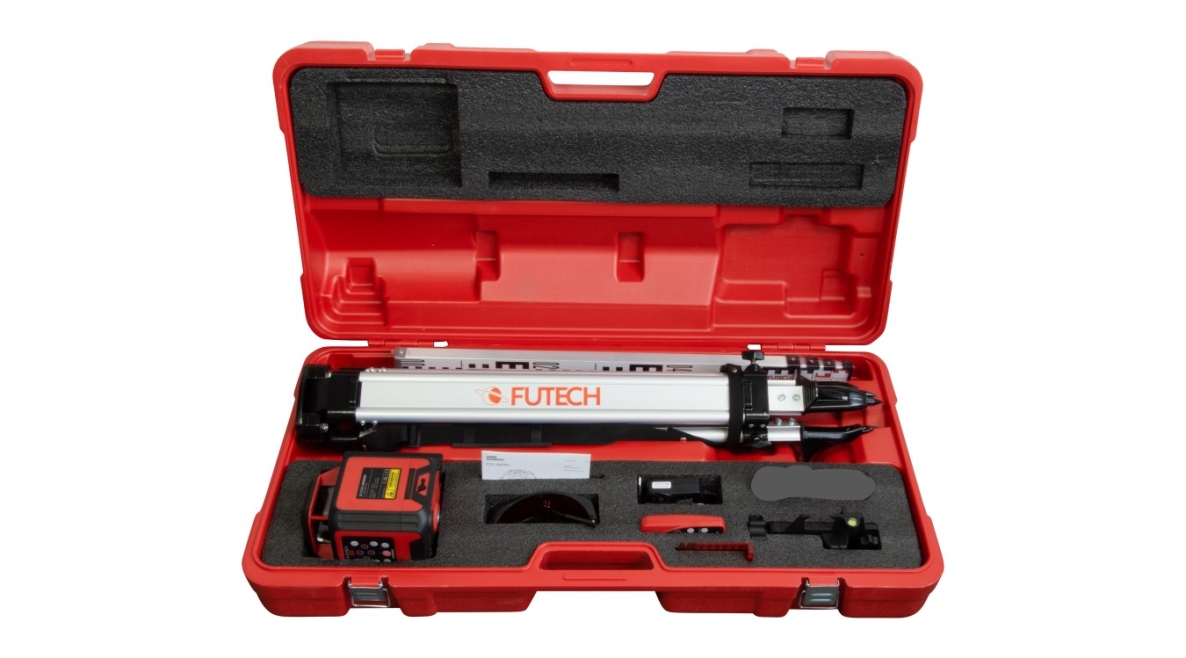 Futech 062.03R.CS Spinner Estuche Rojo Set Rotación Láser + Trípode + Bastón en estuche
