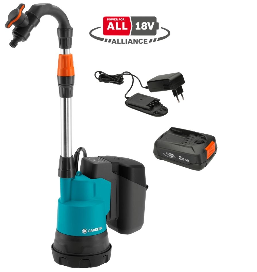 Gardena 14602-20 Bomba para depósito de agua de lluvia 2000/2 18V P4A set