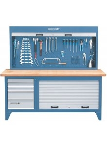 Gedore 6618210 BR 1500 LH Banco de trabajo, caja plegable y surtido de ganchos