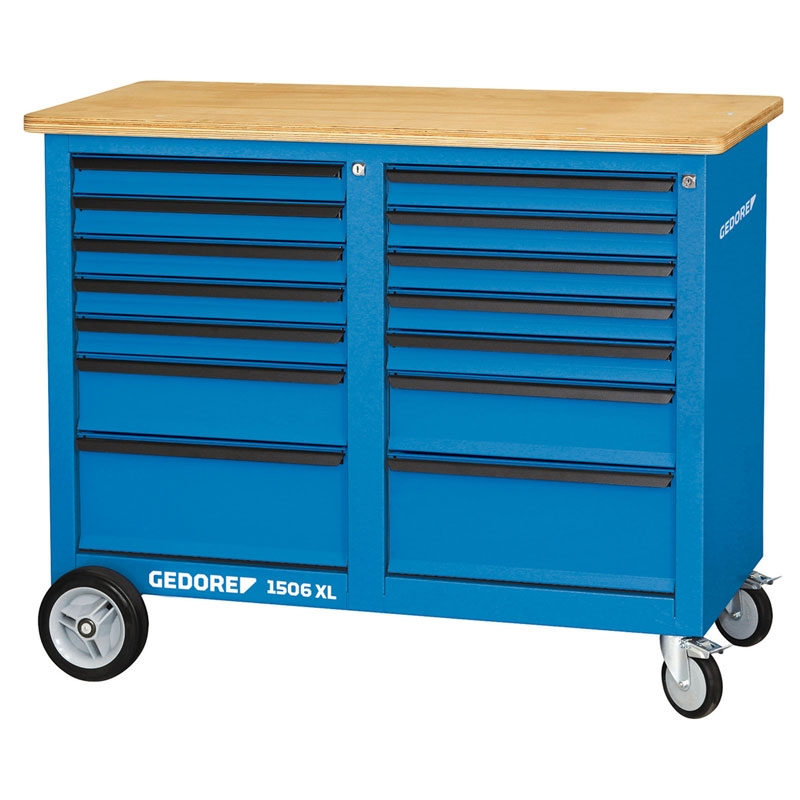 Gedore 2528088 1506 XL 2511 Banco de trabajo móvil con 14 cajones