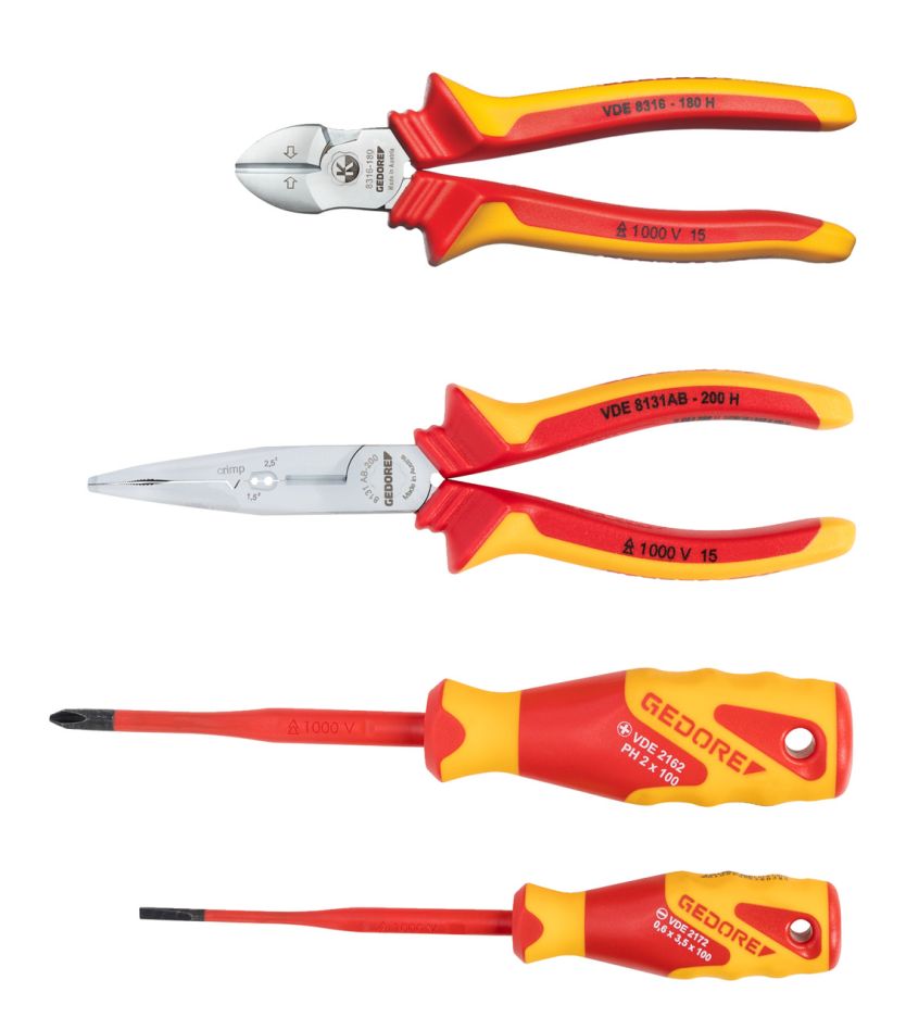 Gedore 3100340 VDE S 8321 H Juego de alicates y destornilladores VDE de 4 piezas