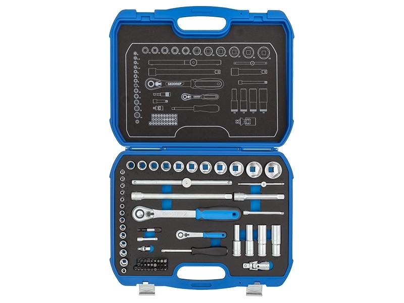 Gedore 3108902 19 BMC 20 juego de llaves de vaso 1/4" + 1/2" 69 piezas