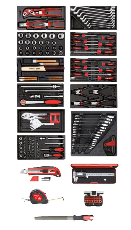 Gedore RED 3301657 R21010002 Juego de herramientas 11 x módulo CT + div. disp. 166 piezas