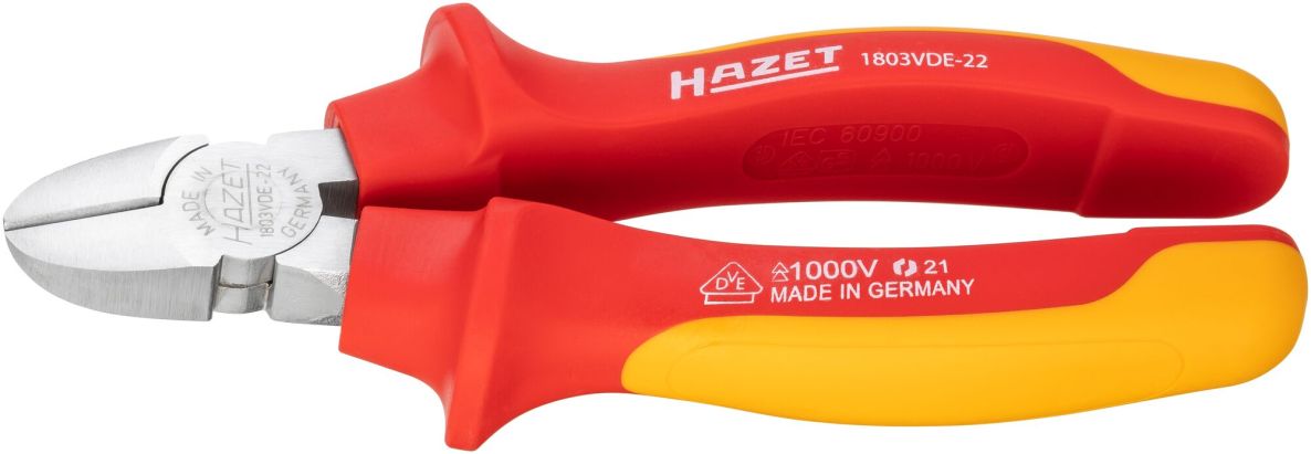 Hazet 1803VDE-22 Alicates de corte lateral con aislamiento, longitud 160 mm
