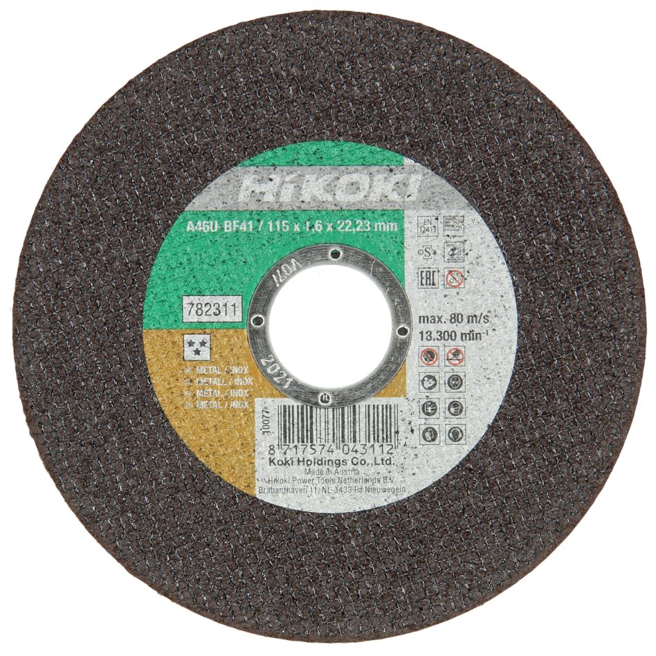 HiKOKI Accesorios 782312 Disco de corte 125x1,6x22,23 mm plano brillante/Inox