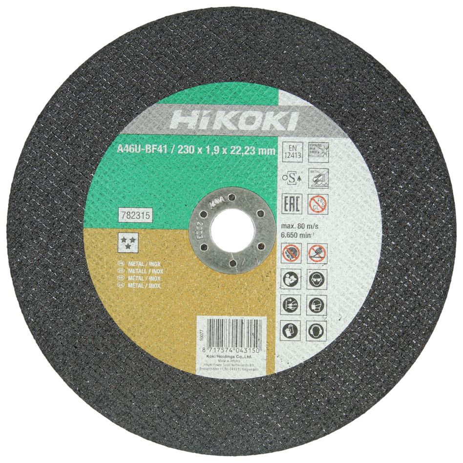 HiKOKI Accesorios 782315 Disco de corte 230x1,9x22,23 mm plano brillante/Inox