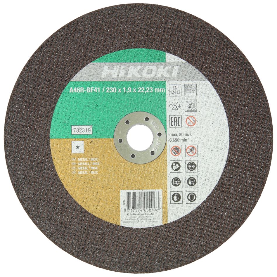 HiKOKI Accesorios 782319 Disco de corte 230x1,9x22,23 mm plano HSP/Inox