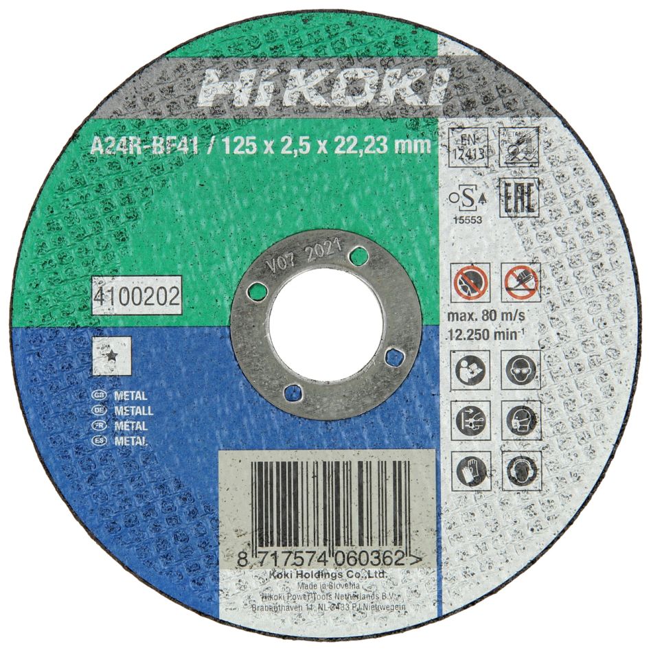 HiKOKI Accesorios 4100202 Disco de corte 125x2,5x22,23 mm plano/acero