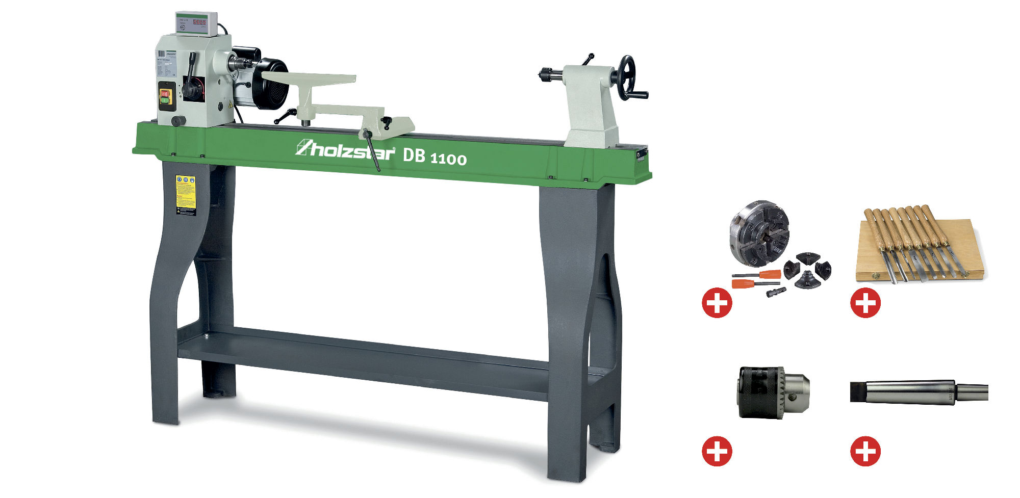 Holzstar 795901100 DB1100 PACK Torno de madera 1100 mm 230 Voltios