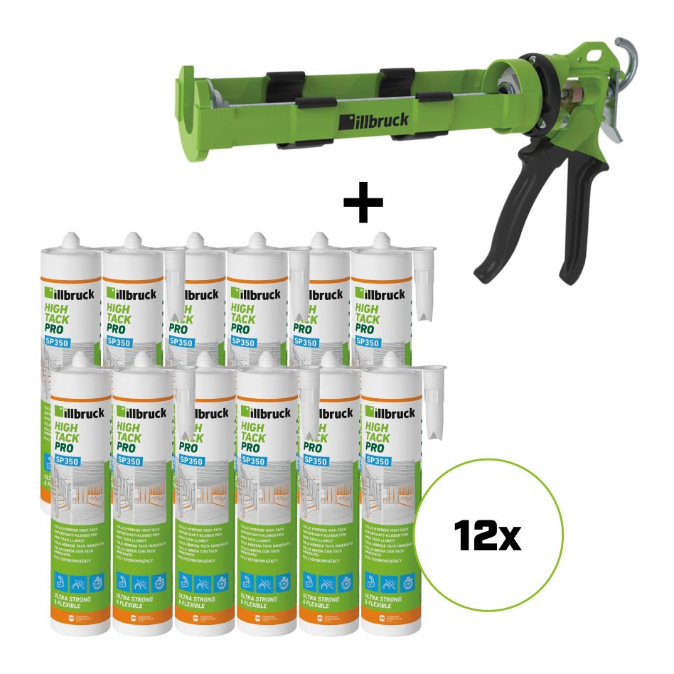 illbruck SP350SETWIT SP350 SET - 12 x SP350 High Tack Glue Putty White + AA873 Glue Gun