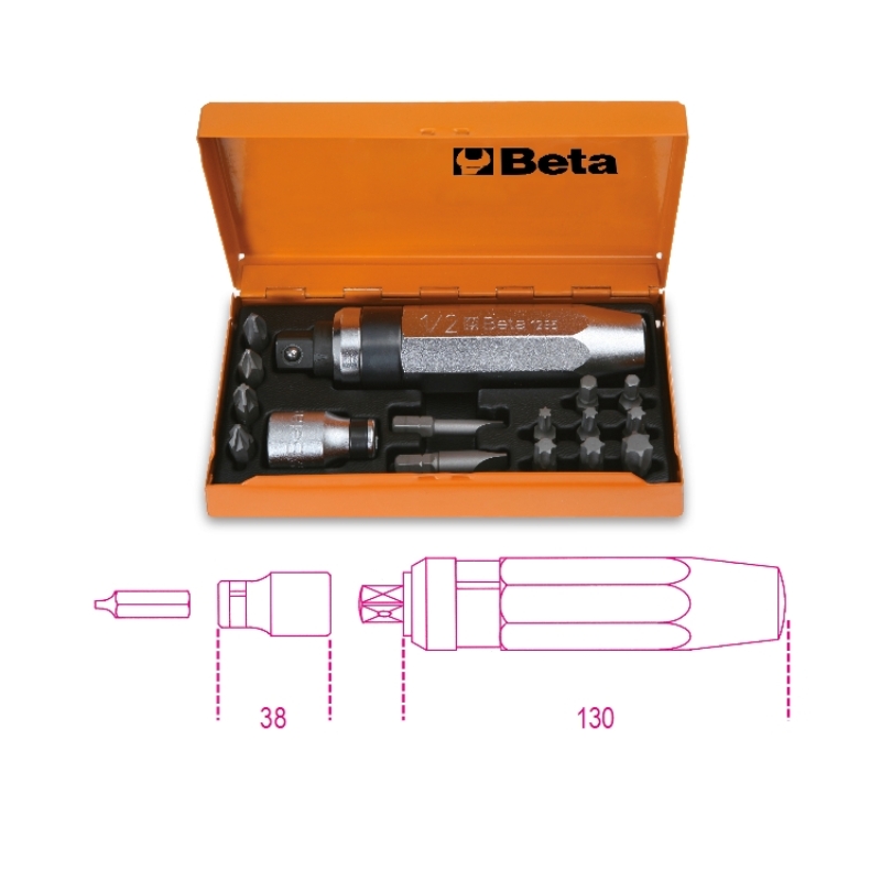 Beta 012950108 1295/C14 Llave de impacto con 14 puntas y soporte en maletín
