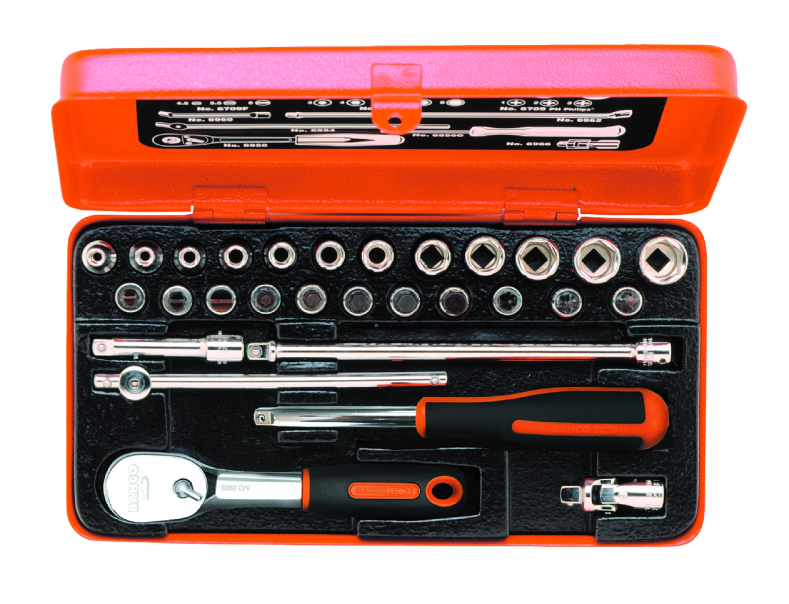 Bahco 6715GJ Juego de vasos de 1/4" métrico 4-13 mm - 29 piezas