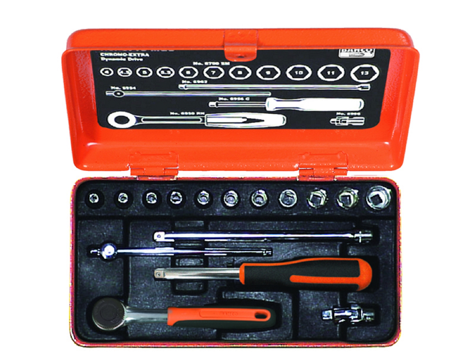 Bahco 6715MGS Juego de vasos de 1/4" métrico 4-13 mm de 16 piezas
