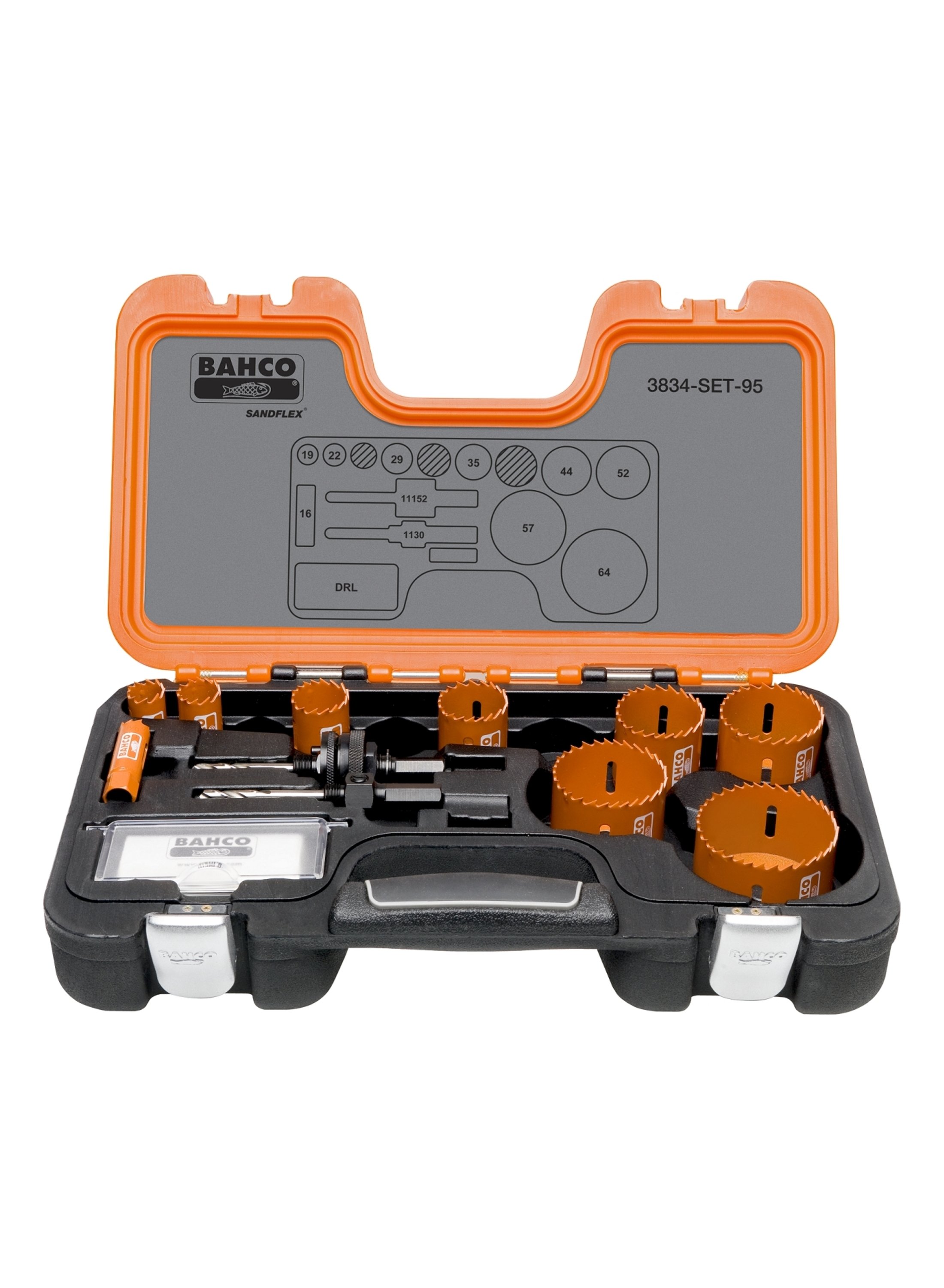 Bahco 3834-SET-103 Juego de coronas de sierra de 16/19/24/29/38/44/57/67 mm