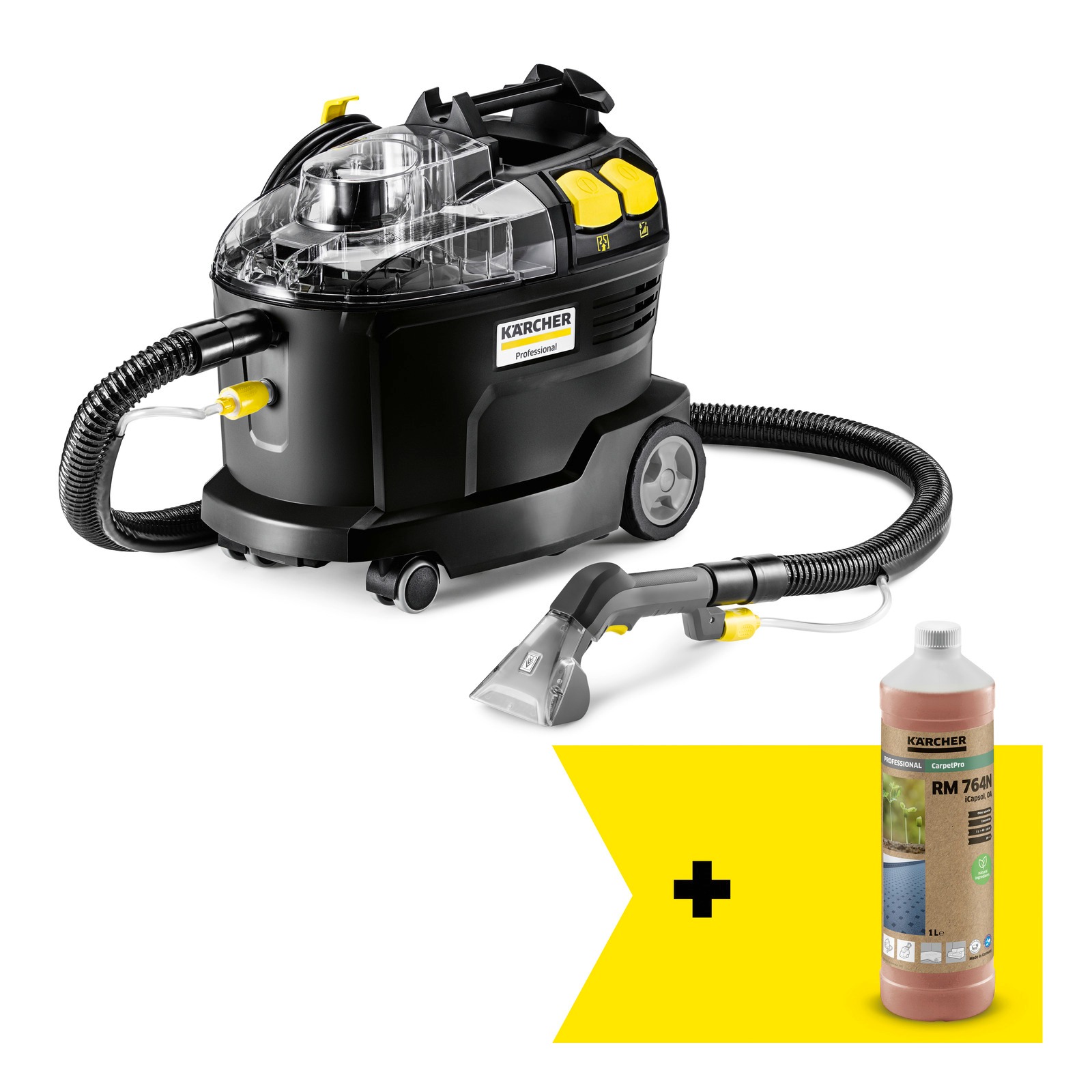 Kärcher Professional 1.100-249.0 Puzzi 8/1 Re!Plast Go!Further Aparato de aspiración 230V 71l/s 1bar 27kPa incl. Producto de limpieza 1L y accesorios