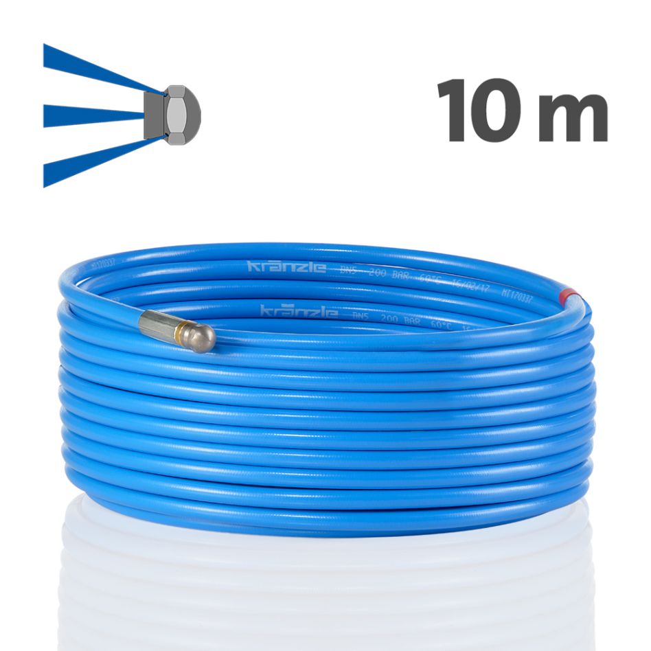 Kränzle Accesorios 12550 Manguera de alcantarillado de 10 mtr con aspersor y conector rápido D12