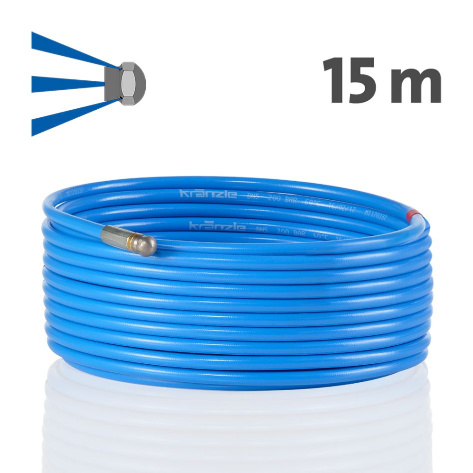 Kränzle Accesorios 12550.1 Manguera de alcantarillado de 15 mtr con aspersor y conector rápido D12