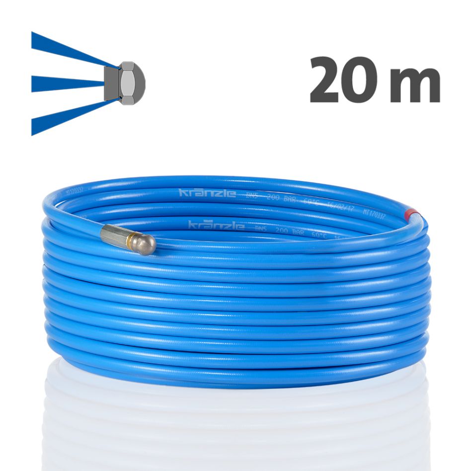 Kränzle Accesorios 12550.2 Manguera de alcantarillado de 20 mtr con aspersor y conector rápido D12