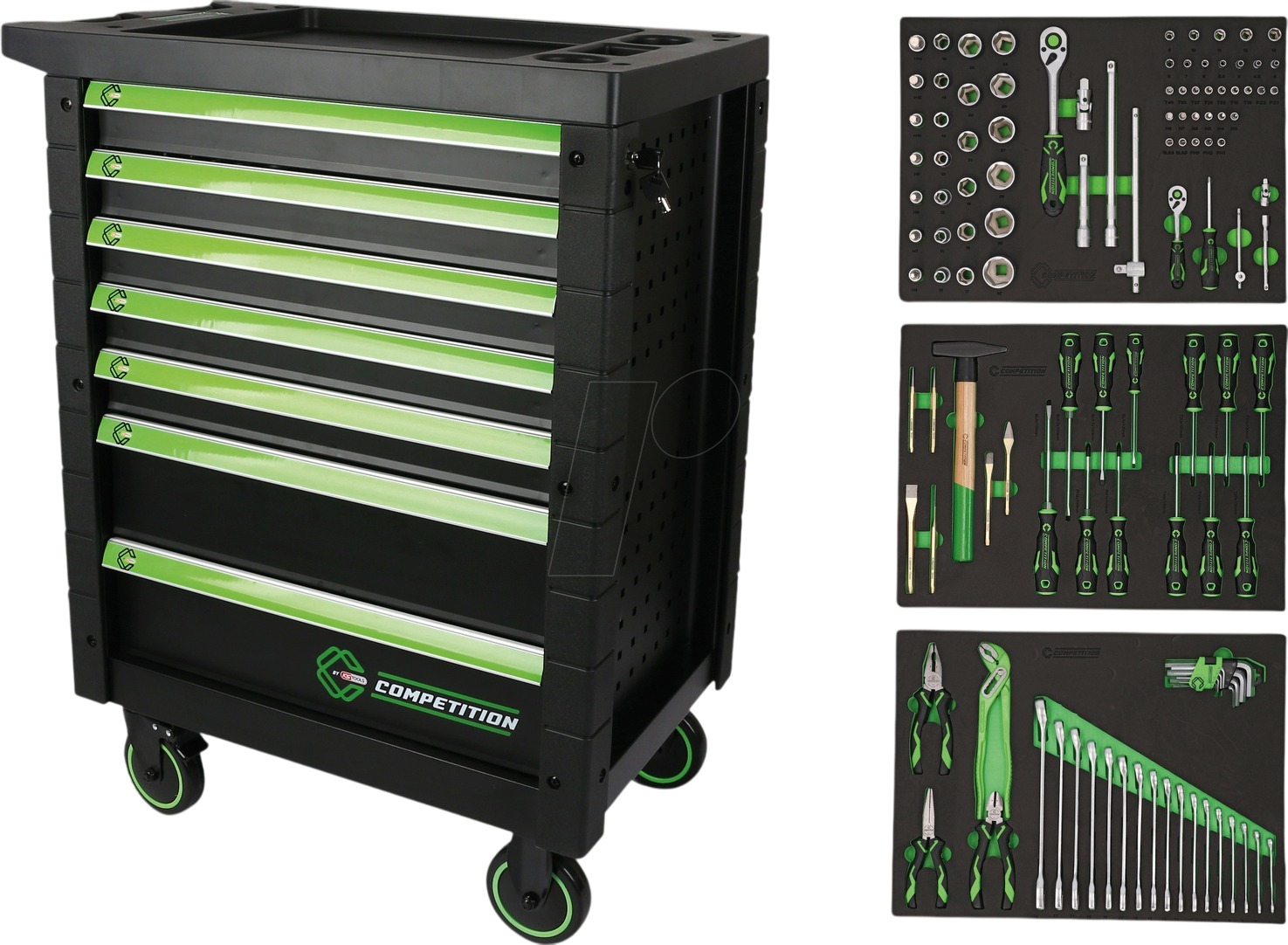 KS Tools 512.3119 COMPETICI&Oacute;N Carro de herramientas de 7 cajones con 119 herramientas de primera calidad