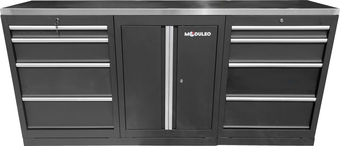 KS Tools 866.6050 M&oacute;dulo de ampliaci&oacute;n del sistema de armarios de taller, encimera de acero inoxidable, banco de trabajo