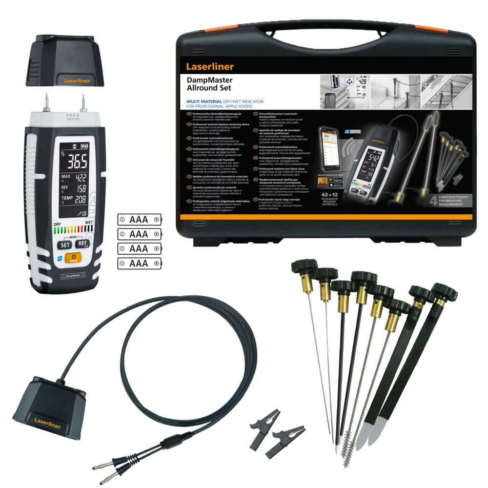 Laserliner 082.327A DampMaster Set de inspecci&oacute;n con medidor de humedad todoterreno incl. 4 pilas y accesorios en malet&iacute;n