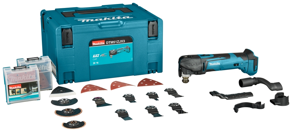 Makita DTM51ZJX3 Multiherramienta 18V + Juego de accesorios sin baterías ni cargador