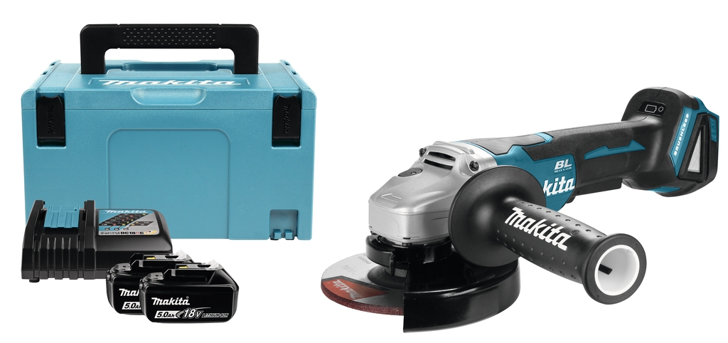 Makita DGA505RTJ 18V 5.0Ah Amoladora angular 125 mm en M-Box